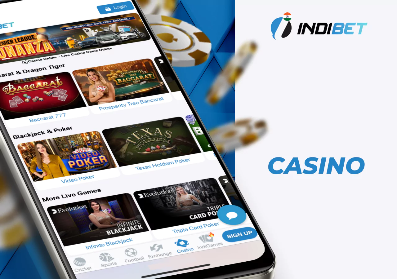 Games in the casino section of the bookmaker's platform
