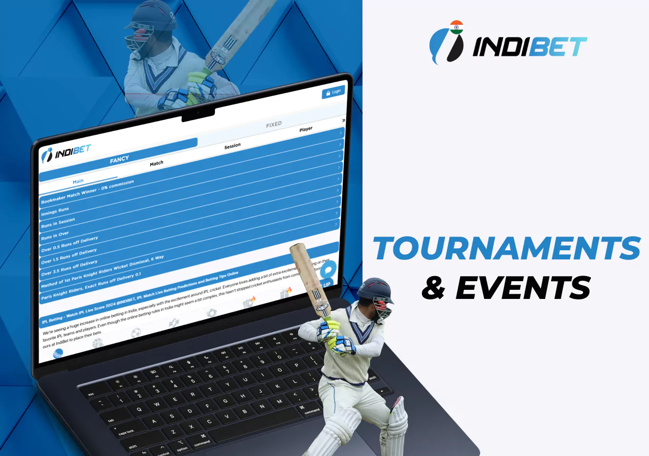 Cricket tournaments on Indibet bookmaker's platform