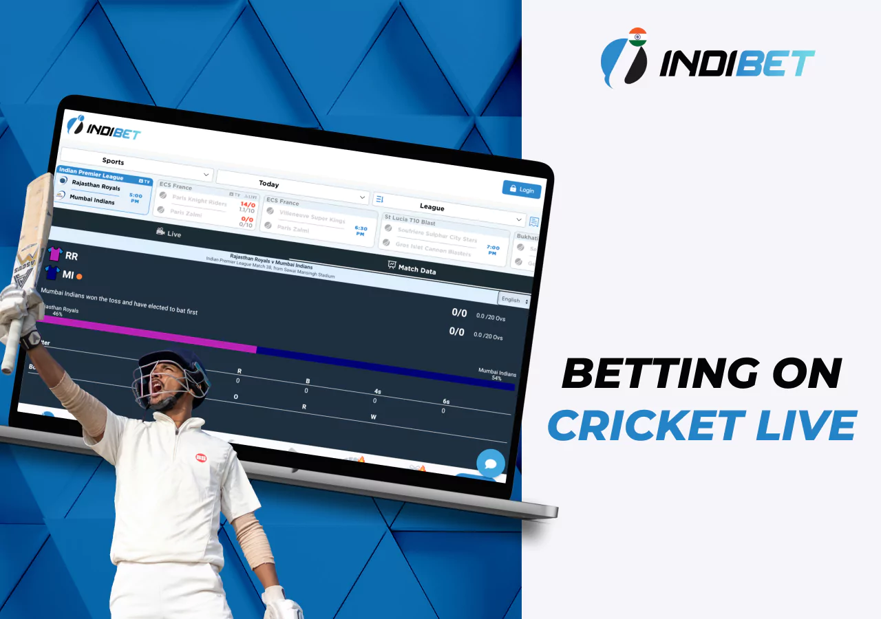 Live cricket betting on a bookmaker's platform in India