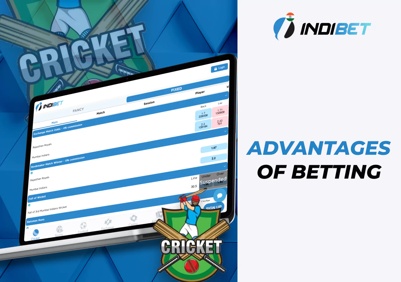 Benefits of betting on cricket on the bookmaker's platform